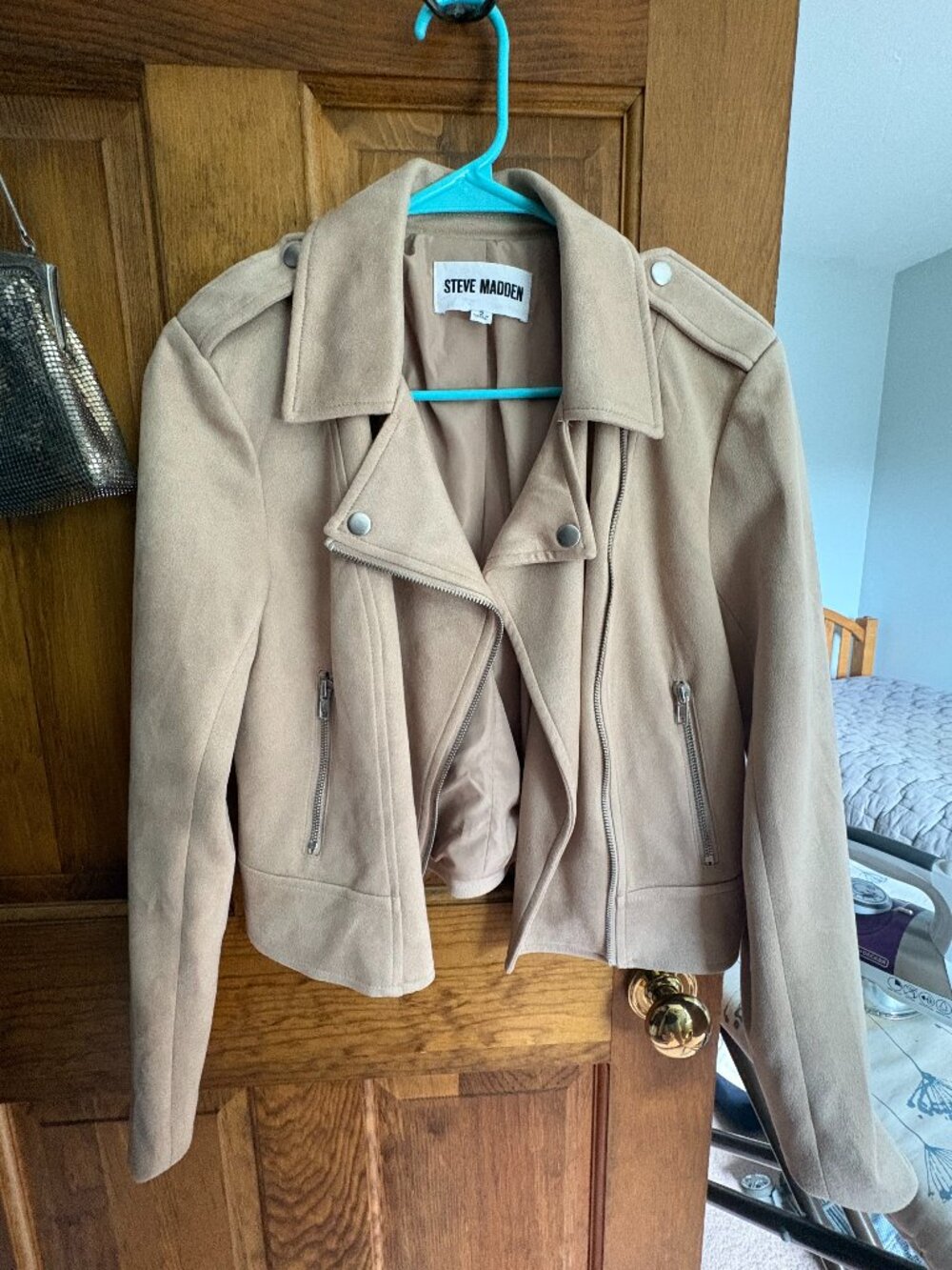Steve Madden Tan Suede Moto Jacket - Size Small